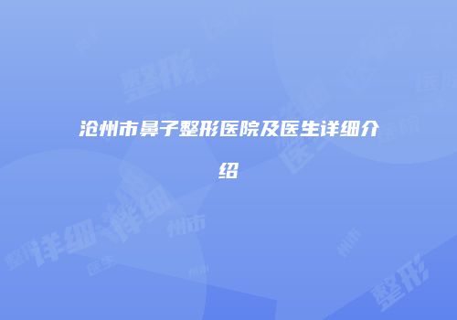 沧州市鼻子整形医院及医生详细介绍
