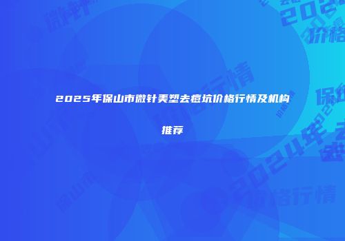 2025年保山市微针美塑去痘坑价格行情及机构推荐