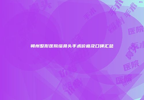 朔州整形医院缩鼻头手术价格及口碑汇总