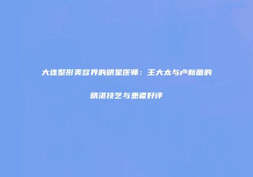 大连整形美容界的明星医师：王大太与卢新蕾的精湛技艺与患者好评