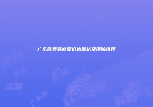 广东省美鼻修复价格解析及医院推荐