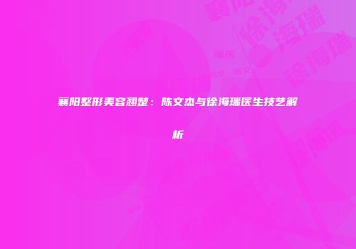 襄阳整形美容翘楚：陈文杰与徐海瑞医生技艺解析