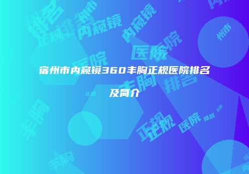 宿州市内窥镜360丰胸正规医院排名及简介