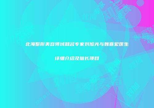 北海整形美容领域知名专家刘旭光与魏嘉宏医生详细介绍及擅长项目