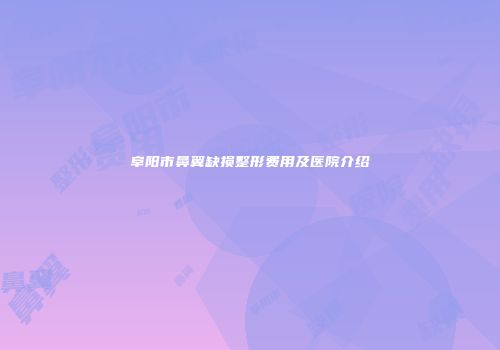 阜阳市鼻翼缺损整形费用及医院介绍