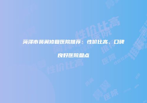 菏泽市鼻翼修复医院推荐：性价比高、口碑良好医院盘点