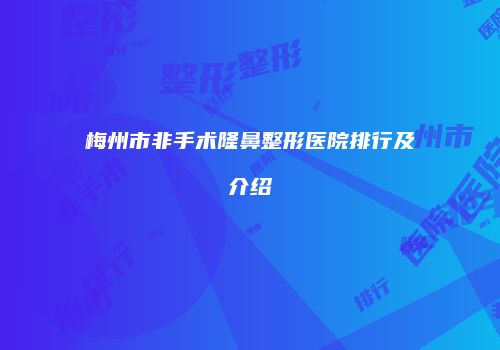 梅州市非手术隆鼻整形医院排行及介绍