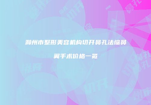 滁州市整形美容机构切开鼻孔法缩鼻翼手术价格一览