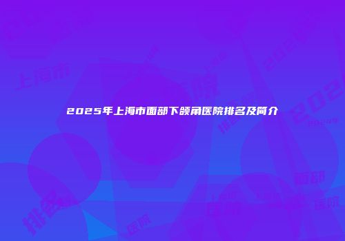 2025年上海市面部下颌角医院排名及简介