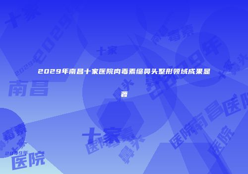 2029年南昌十家医院肉毒素缩鼻头整形领域成果显著
