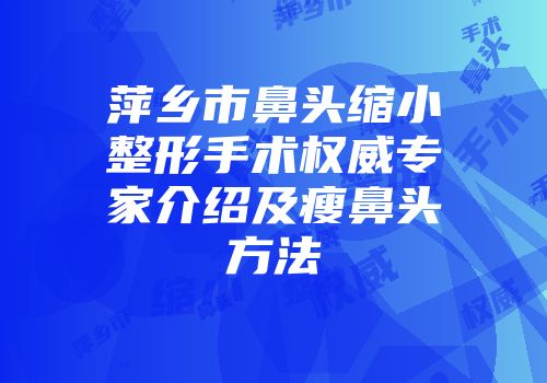 萍乡市鼻头缩小整形手术权威专家介绍及瘦鼻头方法