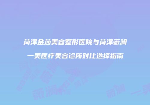 菏泽金莎美容整形医院与菏泽薇澜一美医疗美容诊所对比选择指南