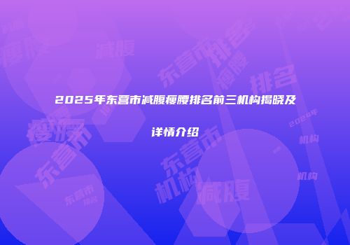 2025年东营市减腹瘦腰排名前三机构揭晓及详情介绍