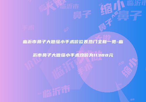 临沂市鼻子大做缩小手术价位表热门全新一览-临沂市鼻子大做缩小手术均价为11388元
