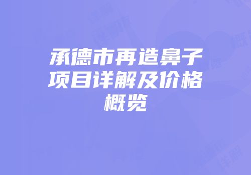 承德市再造鼻子项目详解及价格概览