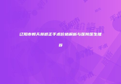 辽阳市朝天鼻矫正手术价格解析与医院医生推荐