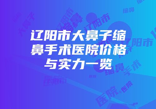 辽阳市大鼻子缩鼻手术医院价格与实力一览