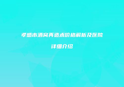 孝感市酒窝再造术价格解析及医院详细介绍