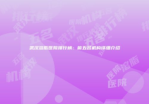 武汉溶脂医院排行榜：前五名机构详细介绍