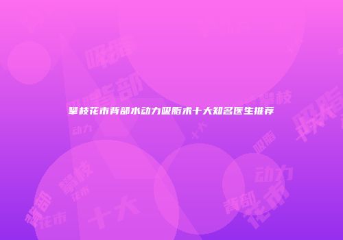 攀枝花市背部水动力吸脂术十大知名医生推荐
