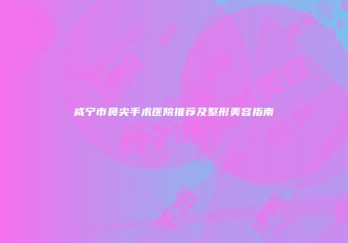 咸宁市鼻尖手术医院推荐及整形美容指南