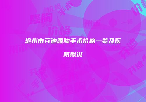 沧州市芬迪隆胸手术价格一览及医院概况