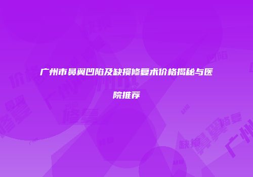 广州市鼻翼凹陷及缺损修复术价格揭秘与医院推荐