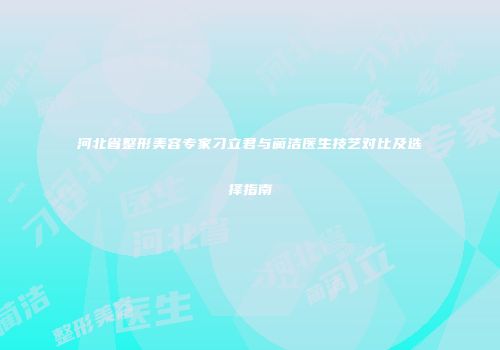河北省整形美容专家刁立君与蔺洁医生技艺对比及选择指南