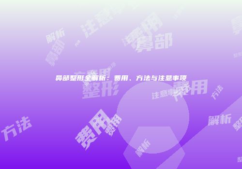 鼻部整形全解析：费用、方法与注意事项