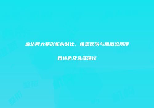 廊坊两大整形机构对比：维恩医院与甜橙诊所项目特色及选择建议