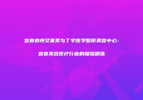 宜春袁州艾莱芙与丁宇医学整形美容中心：宜春美容医疗行业的璀璨明珠
