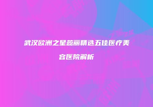 武汉欧洲之星蕊丽精选五佳医疗美容医院解析
