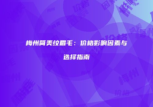 梅州简美纹眉毛：价格影响因素与选择指南