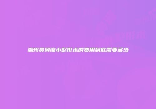 湖州鼻翼缩小整形术的费用到底需要多少