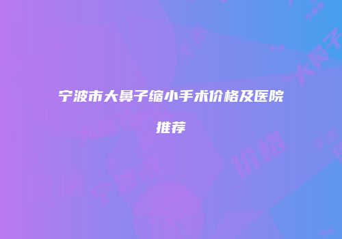 宁波市大鼻子缩小手术价格及医院推荐