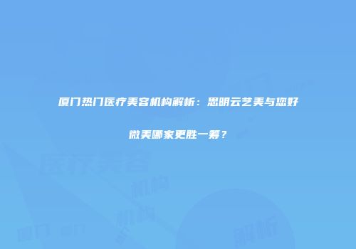 厦门热门医疗美容机构解析：思明云艺美与您好微美哪家更胜一筹？
