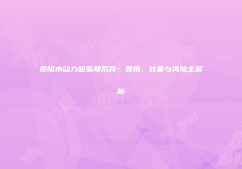 贵阳水动力吸脂瘦后背：费用、效果与风险全解析