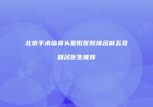 北京手术缩鼻头整形医院排名前五及知名医生推荐