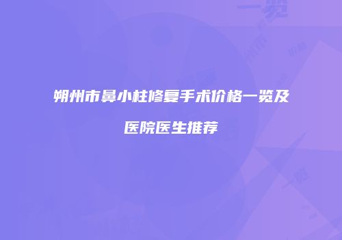 朔州市鼻小柱修复手术价格一览及医院医生推荐