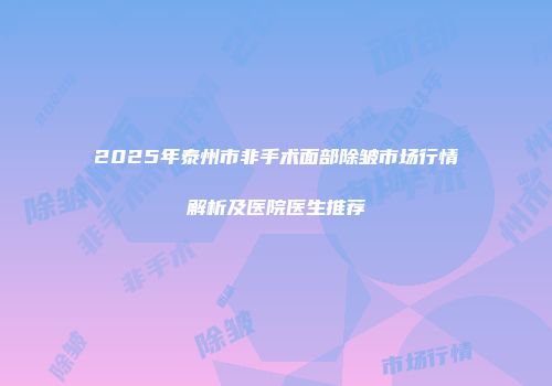 2025年泰州市非手术面部除皱市场行情解析及医院医生推荐