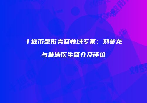 十堰市整形美容领域专家：刘梦龙与黄涛医生简介及评价