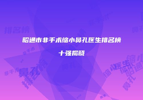 昭通市非手术缩小鼻孔医生排名榜十强揭晓
