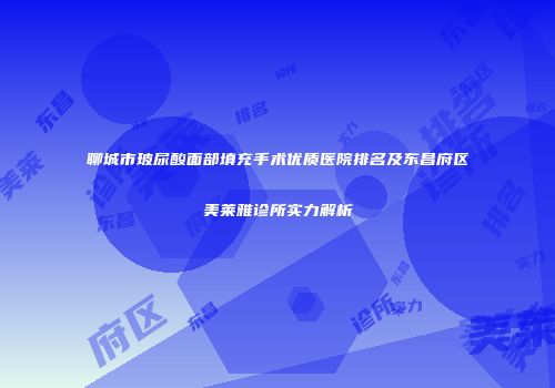 聊城市玻尿酸面部填充手术优质医院排名及东昌府区美莱雅诊所实力解析