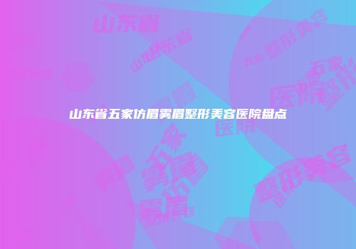 山东省五家仿眉雾眉整形美容医院盘点