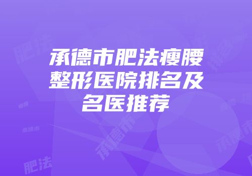 承德市肥法瘦腰整形医院排名及名医推荐