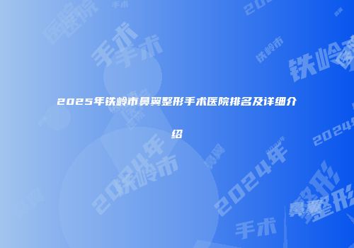 2025年铁岭市鼻翼整形手术医院排名及详细介绍