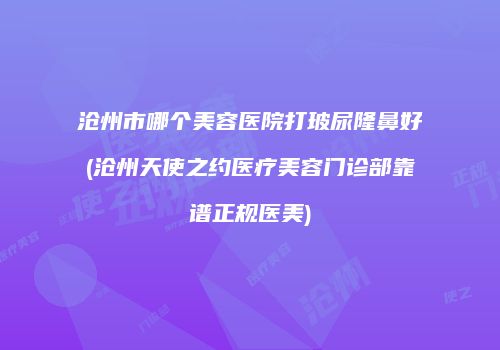 沧州市哪个美容医院打玻尿隆鼻好(沧州天使之约医疗美容门诊部靠谱正规医美)