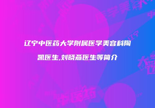 辽宁中医药大学附属医学美容科陶凯医生,刘晓燕医生等简介