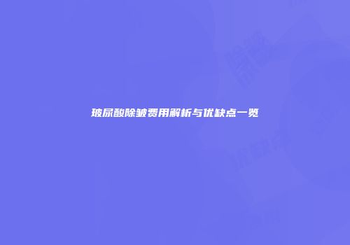 玻尿酸除皱费用解析与优缺点一览