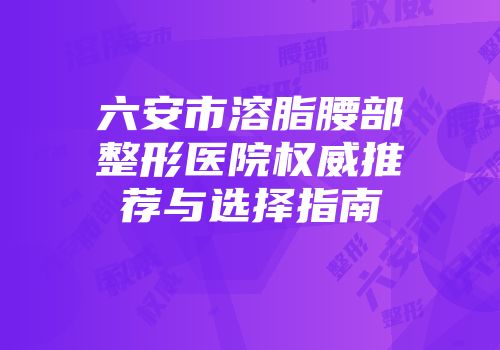 六安市溶脂腰部整形医院权威推荐与选择指南